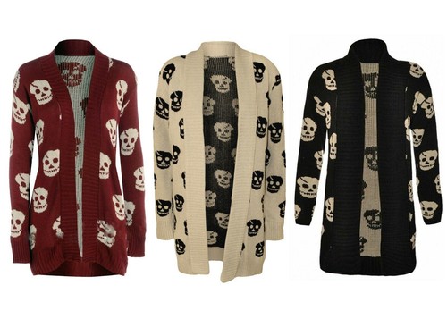 Damen strickjacke totenkopf - damen-strickjacke,