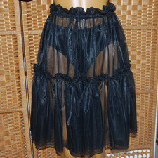 XXL TRAUM Nylonrock Glanzrock Nylon Rock schwarz mit Rüschen Lolita Umhang Mini