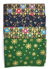 Projektpaket Weihnachtsstoff hochwertige Patchworkstoffe mit Golddruck Benartex