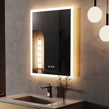 Badspiegel LED Beleuchtung Wandspiegel mit Touch Beschlagfrei Lichtspiegel 40x50