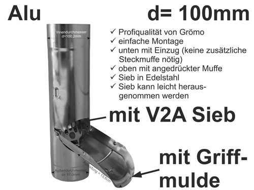 Alu regenrohrklappe mit sieb - mit,