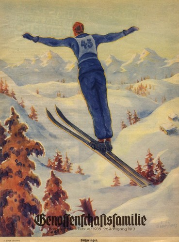 Skispringer kunstdruck 1935 - skispringer,