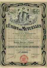 L'Union des Mutuelles 1908 Feuerversicherung Paris DEKO Titres Anciens 100 Franc