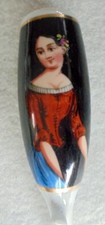 ALT handgemalt Pfeife Pfeifenkopf Tabakpfeife Portrait Frau Biedermeier um 1850