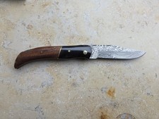 Taschenmesser Klappmesser Damastmesser Damaststahl mit Ledermesseretui