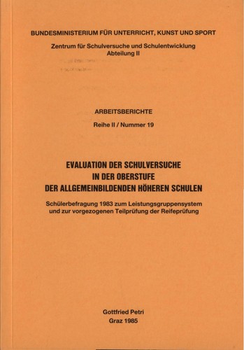 Evaluation der schulversuche - der,