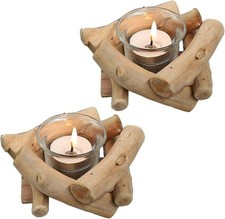 Kerzenständer holz 2er set - kerzenständer,