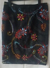 Damenrock "anja gockel london", Gr. L , schwarz/grün, bunt bestickt, 100% Wolle