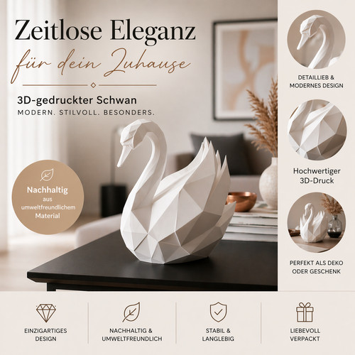 Low poly schwan deko figur - low,