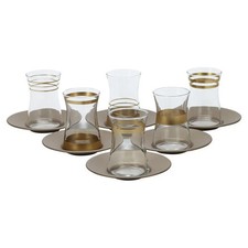 Bricard Lines Teeglas Set mit Untersetzer aus Keramik 12-tlg. gold