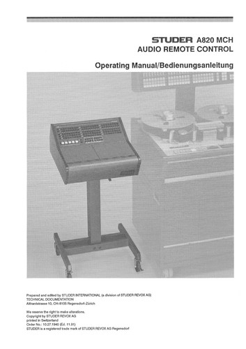 Bedienungsanleitung operating - bedienungsanleitung, /operating