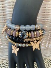 Armband Set 4tlg Perlen Boho Ibiza Style Modeschmuck Glasperlen Stretcharmband