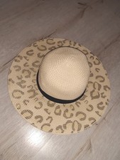 Sonnenhut großer Damen Hut Sommerhut Beige Schwarz Leo