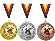 3er GROSSE Feuerwehr  Medaillen Paris Ø70mm / mit Band & Emblem Medaillen Set