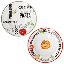 2er Set Pastateller mit Dekor Grün & Rot Ø 26,5cm Nudel Teller Essteller tief