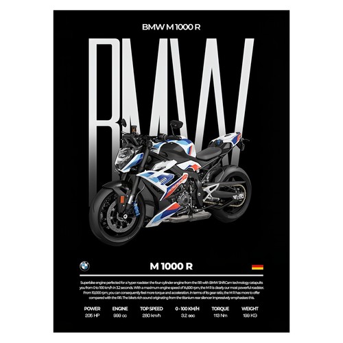 Bmw 1000 motorrad poster - m, |