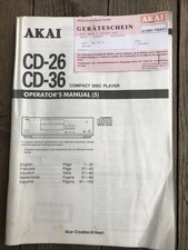 Akai CD-26/36 CD Player Operator’s MANUAL Bedienungsanleitung gebraucht