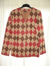 Damen Jacke Strickjäckchen Rautenmuster Herbstfarben Gr. 40-42