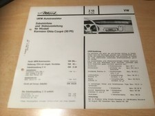 Karman Ghia 30 PS, Akkord Z13 6 Volt  Autoradio Zubehörliste / Einbauanleitung 