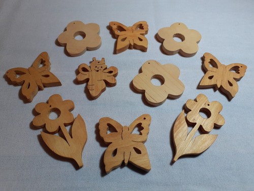 10x holzfiguren frühling - holzfiguren,