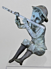 BRONZE FIGUR - QUERFLÖTE SPIELENDER JUNGE - BRUNNENFIGUR FÜR ANSCHLUß AN WASSER