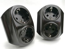 neuw Bakelit Steckdose schwarz Unterputz alt Kombi Schuko doppel schalter