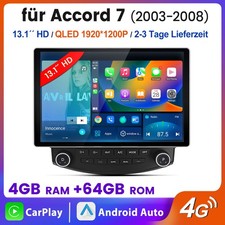13.1"Für Honda Accord 7 VII 2003-2007 Android14 Autoradio GPS Navi 4+64G Carplay