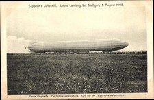 Ak Zeppelin Luftschiff Modell IV 1908, Längsseite, letzte Landung... - 3578125