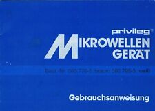 Bedienungsanleitung PRIVILEG Mikrowellengerät 0007765 braun 0007955 weiß 10-1990