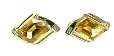 Damen Citrin Diamant Ohrringe 750 Gold Ohrringe 18 Karat Brillantohrringe