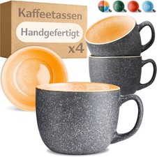 Kaffeetassen 4er Set 350ml – Keramik, Spülmaschinenfest, Gelb
