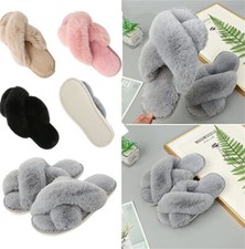 Damen Plüsch Fell Hausschuhe