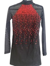 Dance Latin Show Skate Dress Red Black Gr M 