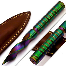 Damast Messer Tri Dolch–Handgeschmiedet Feste Klinge Handarbeit Twisted Muster