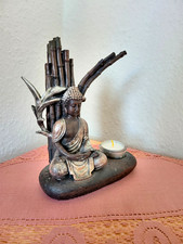 Hübsche Buddha Figur mit Teelicht, Teelichthalter Kunststein 19 cm neuwertig