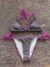 Bikini Pink Muster Glitzer S 36 bademode Neon Triangel
