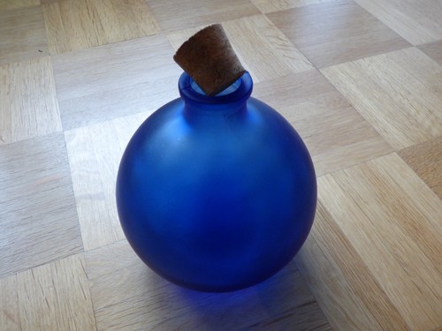 Glasflasche blau mit korken - mit,