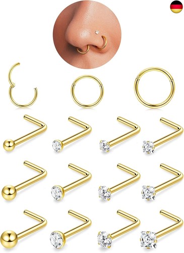 15pcs 18g nasenpiercing ring - 18g,