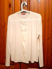 Prada T-Shirt Bluse weiß Gr. L  Langarm zarter Rüschenbesatz sehr edel original