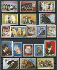 Motiv: Briefmarken-Lot mit Katzen Motiven, gestempelt