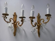 Prunkvolles Paar Lüster Wandlampen 2 flammig Bronze reich verziert über 50 Jahre