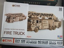 3D – Puzzle / Holzbausatz - EWA Eco Wood - Fire Truck; Verpackung/Beschreibung