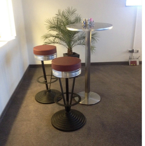 Barhocker runde rote leder - 2x,