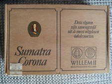 Alte leere Zigarrenschachtel Zigarrenkiste aus Holz, Willem II Sumatra Corona