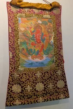 Altes Newari Thangka mit Kali aus Nepal in BROKAT 90x49cm