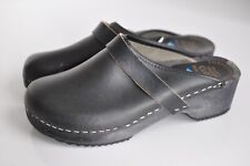 Torpatoffeln Swedish Clogs Orthopädische Pantoletten Leder Holz Schwarz Gr 38
