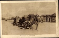 Ak Pferdeschlitten mit Holz