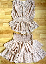 H&M   2-Teiler-Kombi Buse + Rock Anzug Set Gr. 36 / S  Fb.: Pfirsisch+Weiß NEU !