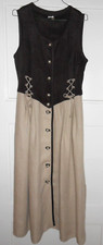 Langes Trachtenkleid - Landhausstil - Braun / Hellbraun - Gr. 38