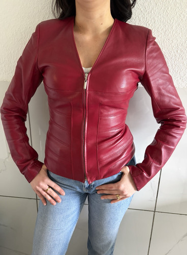 Mugler damen lederjacke - lederjacke, rot